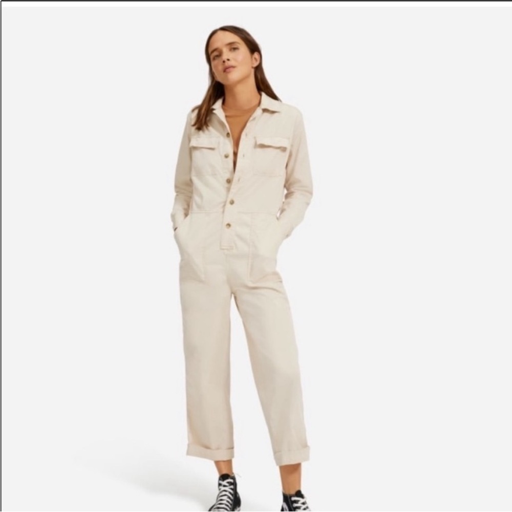Everlane The Modern Utility Jumpsuit Cream Sandstone size 14